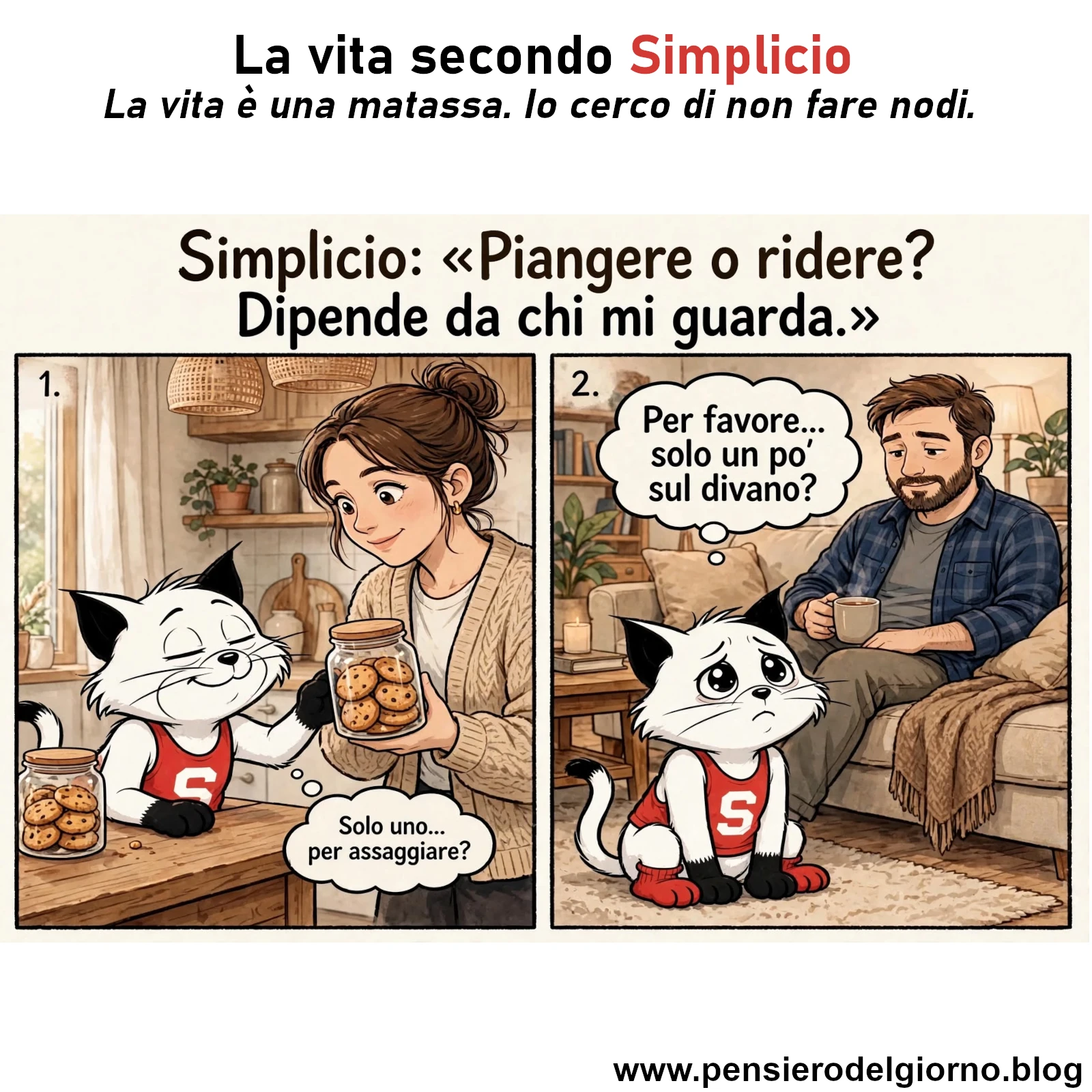 Frase del giorno immagine: La-vita-secondo-Simplicio-Piangere-o-ridere-dipende-da-chi-mi-guarda