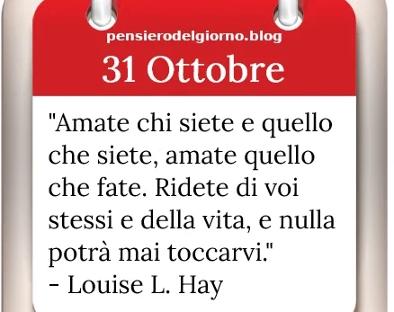 Calendario con frase del giorno 31 Ottobre