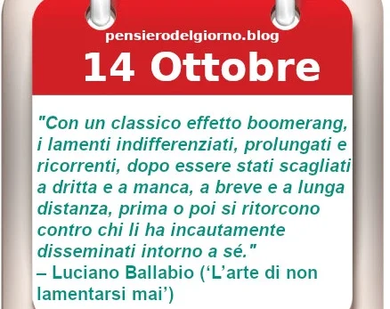 Calendario frase del giorno 14 Ottobre 22