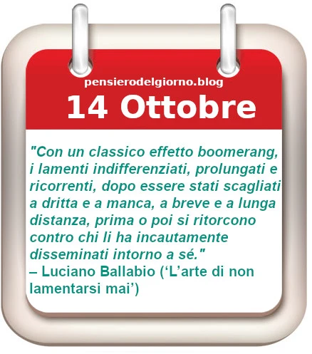 Calendario frase del giorno 14 Ottobre 22