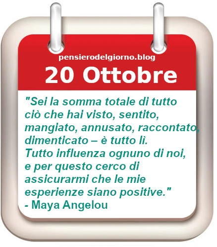 Calendario frase del giorno 20 Ottobre 22