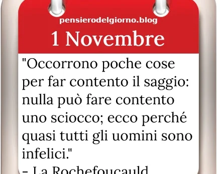 Calendario con frase del giorno 1 Novembre