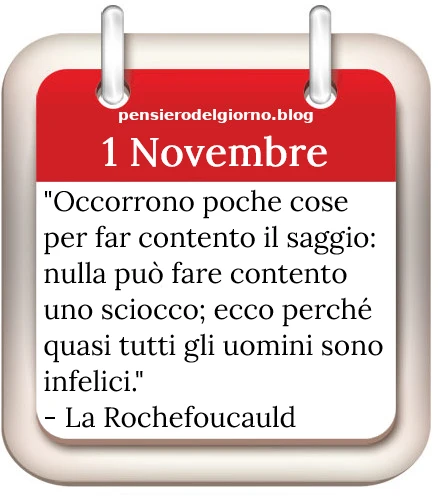 Calendario con frase del giorno 1 Novembre