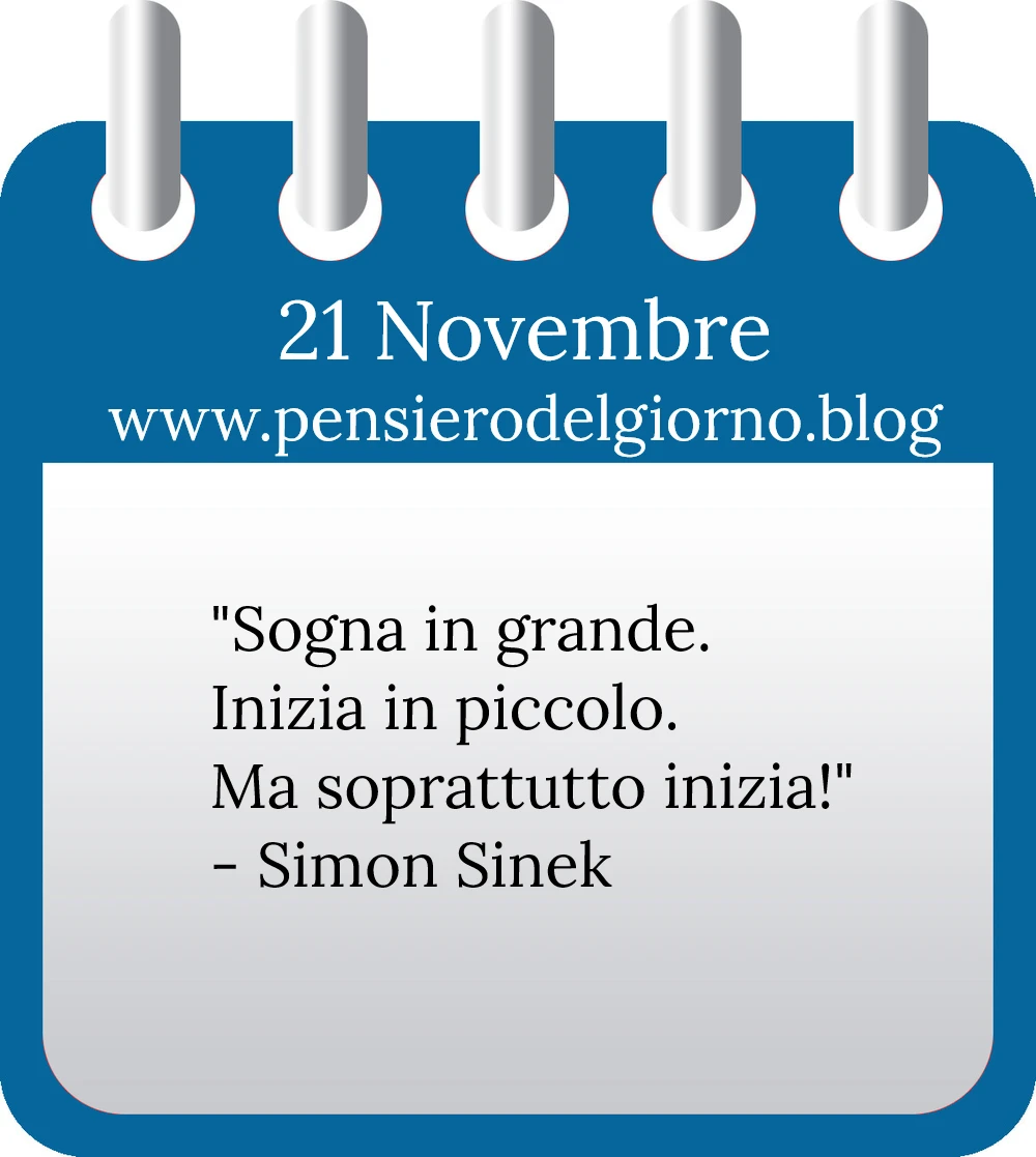 Calendario con frase del giorno 21 Novembre 2022