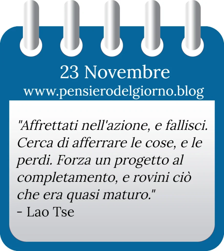 Calendario con frase del giorno 23 Novembre 2022