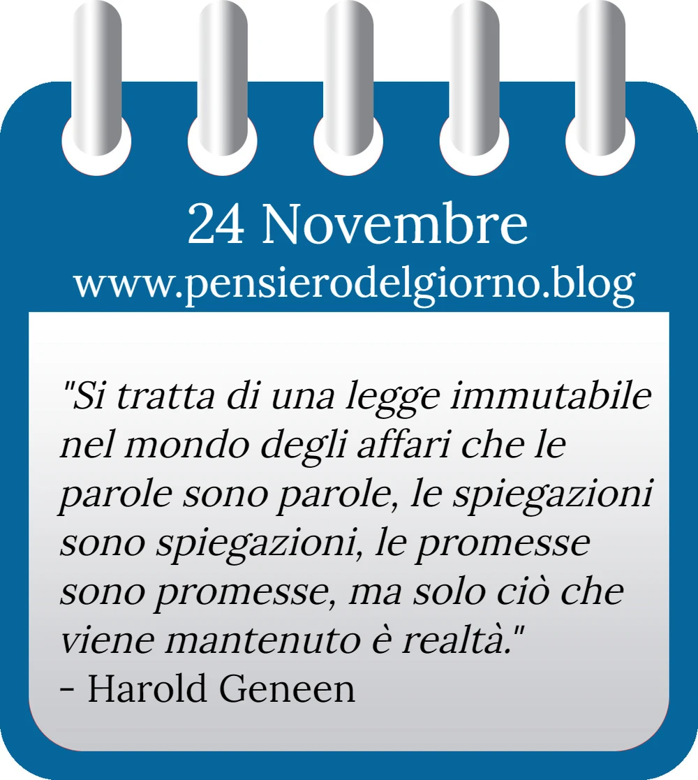 Calendario con frase del giorno 24 Novembre 2022