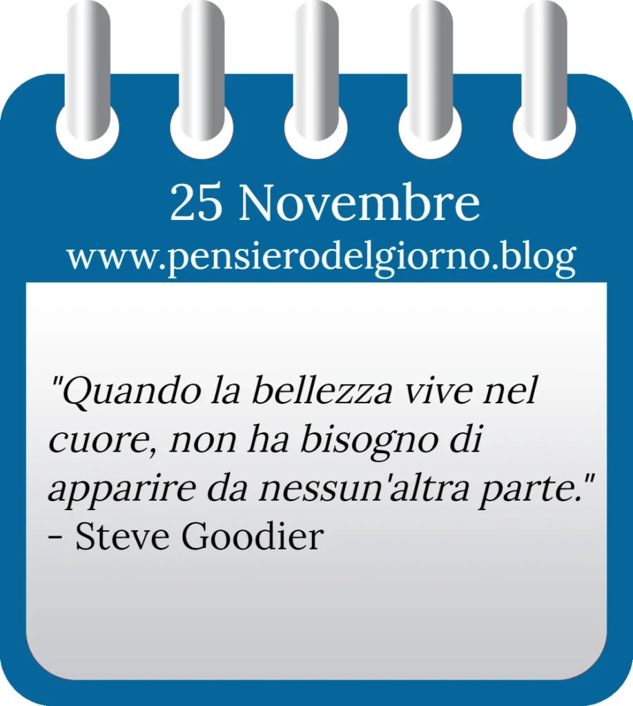 Calendario con frase del giorno 25 Novembre 2022