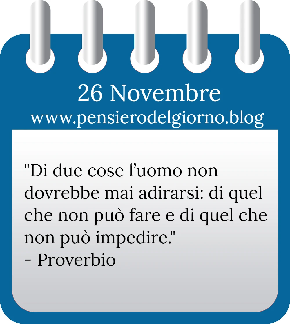 Calendario con frase del giorno 26 Novembre 2022