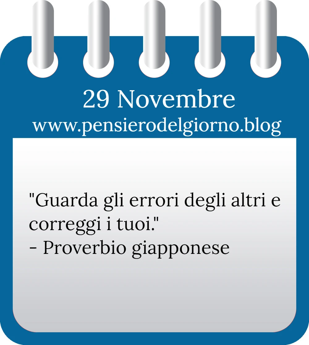 Calendario con frase del giorno 29 Novembre 2022