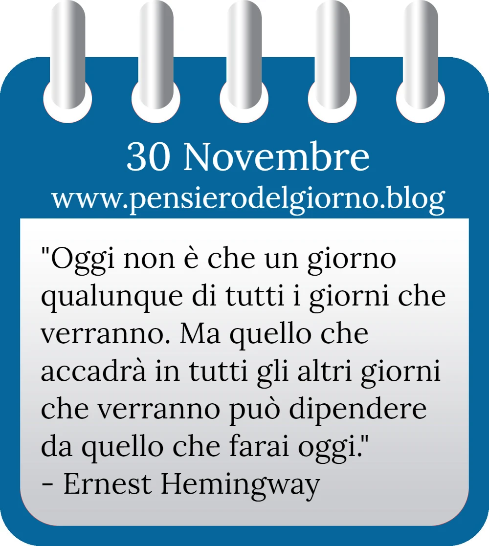 Calendario con frase del giorno 30 Novembre 2022