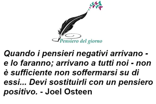 Frase sostituire pensieri negativi Osteen