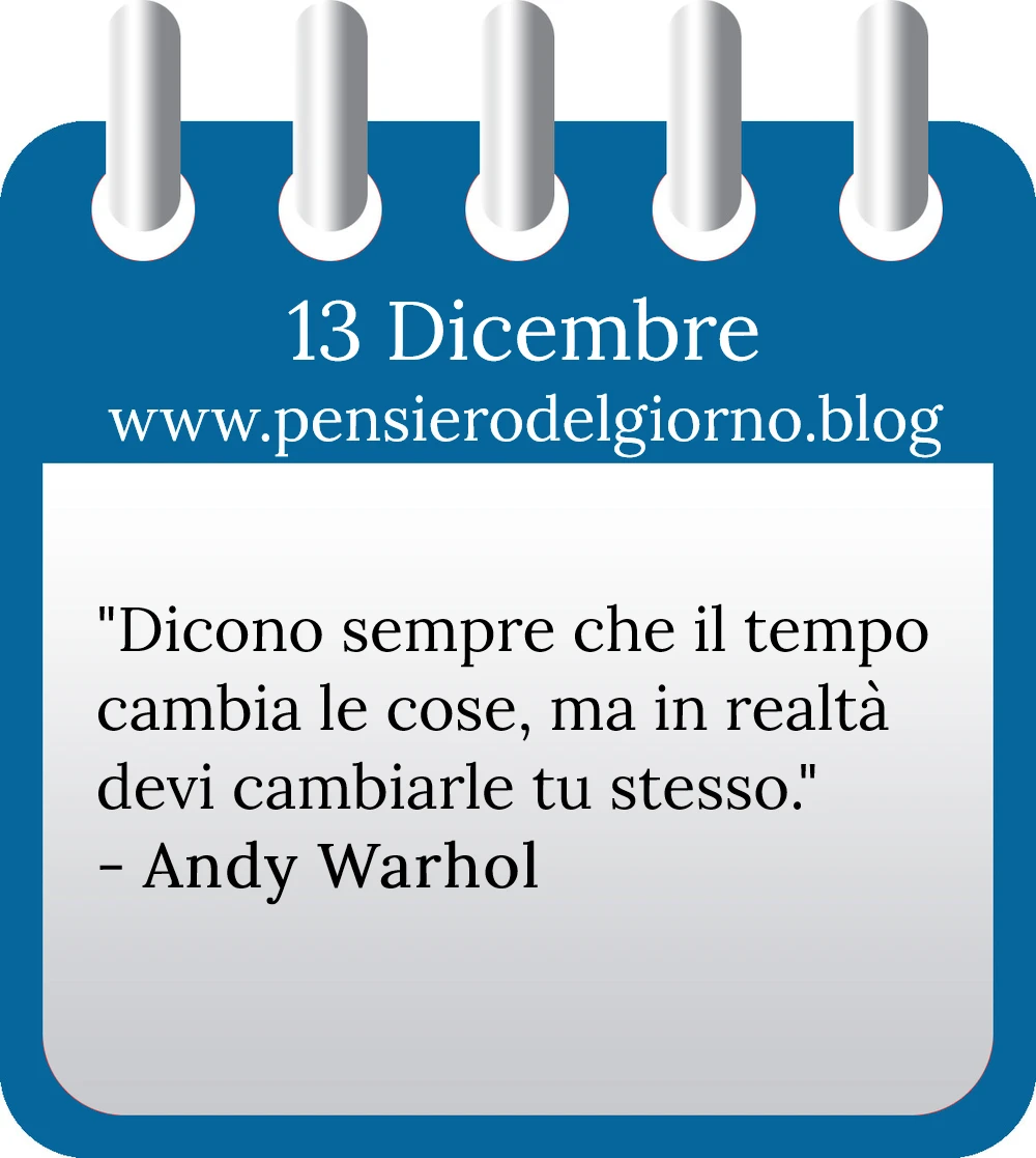 Calendario con frase del giorno 13 Dicembre 2022