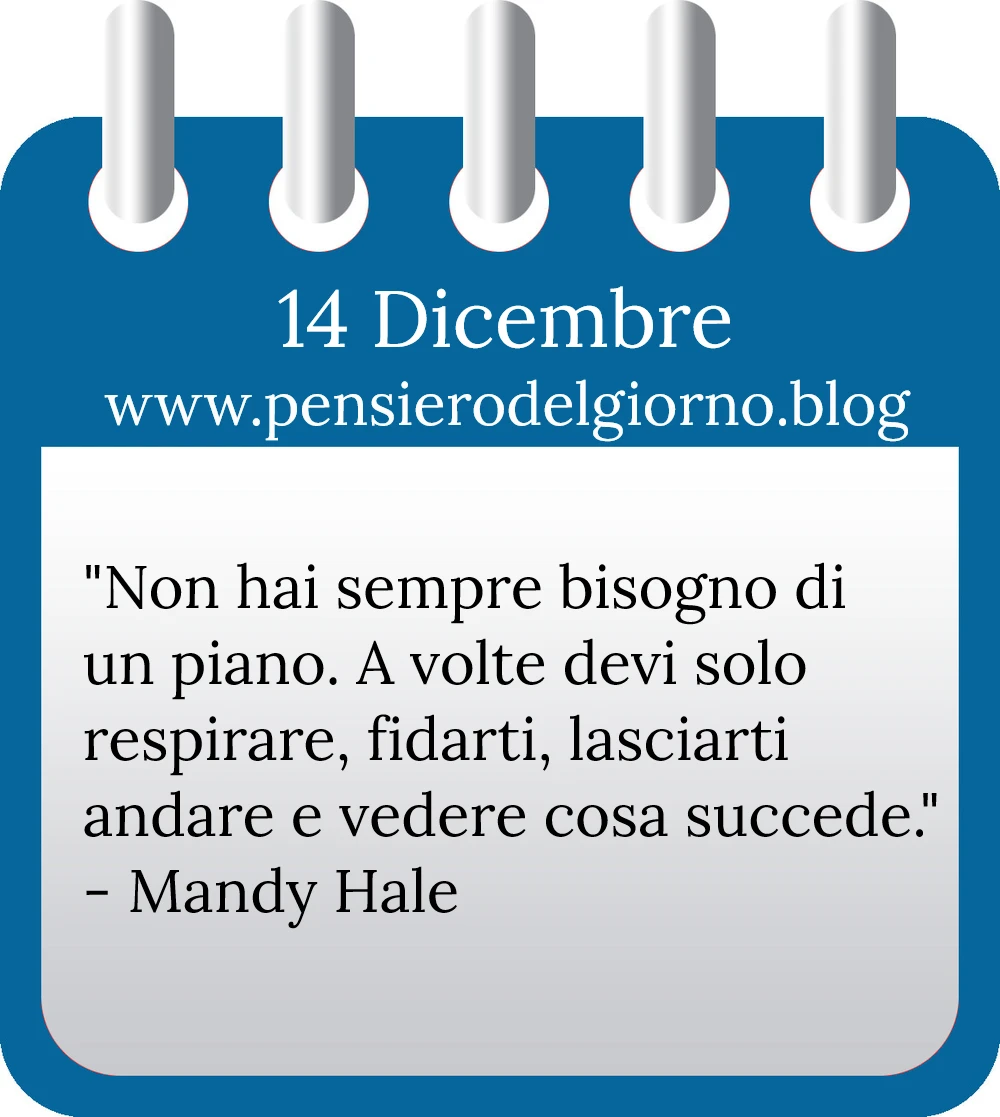 Calendario con frase del giorno 14 Dicembre 2022