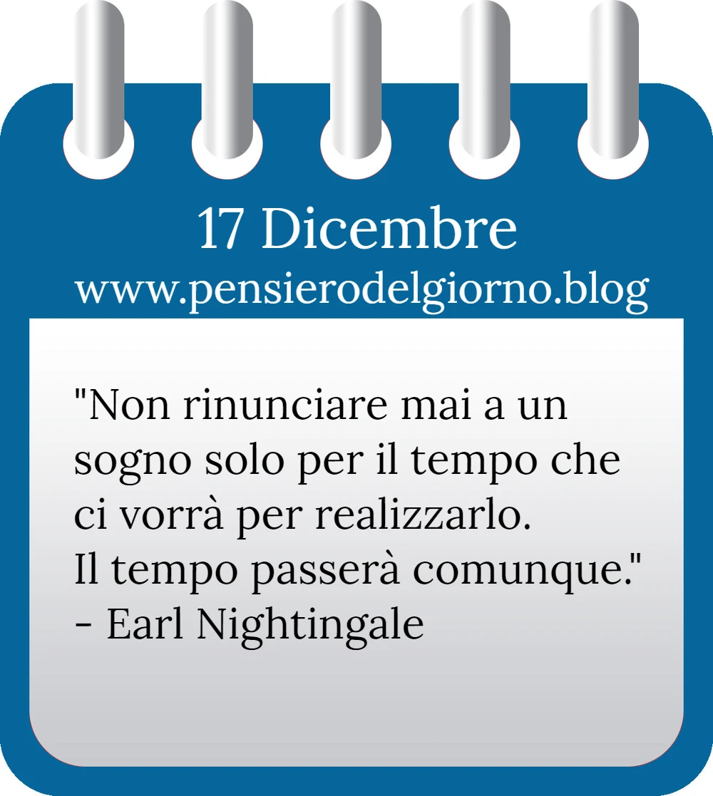 Calendario con frase del giorno 17 Dicembre 2022