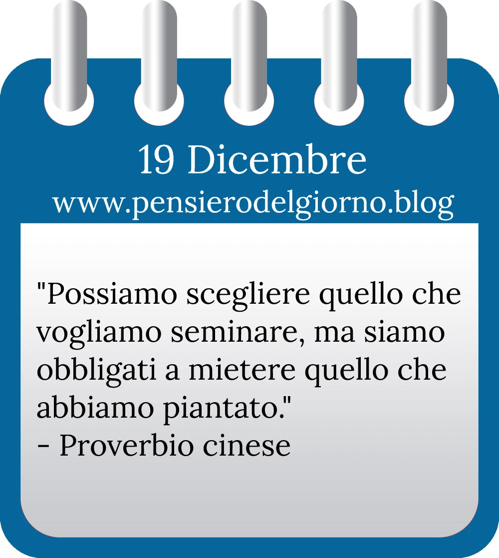 Calendario con frase del giorno 19 Dicembre 2022