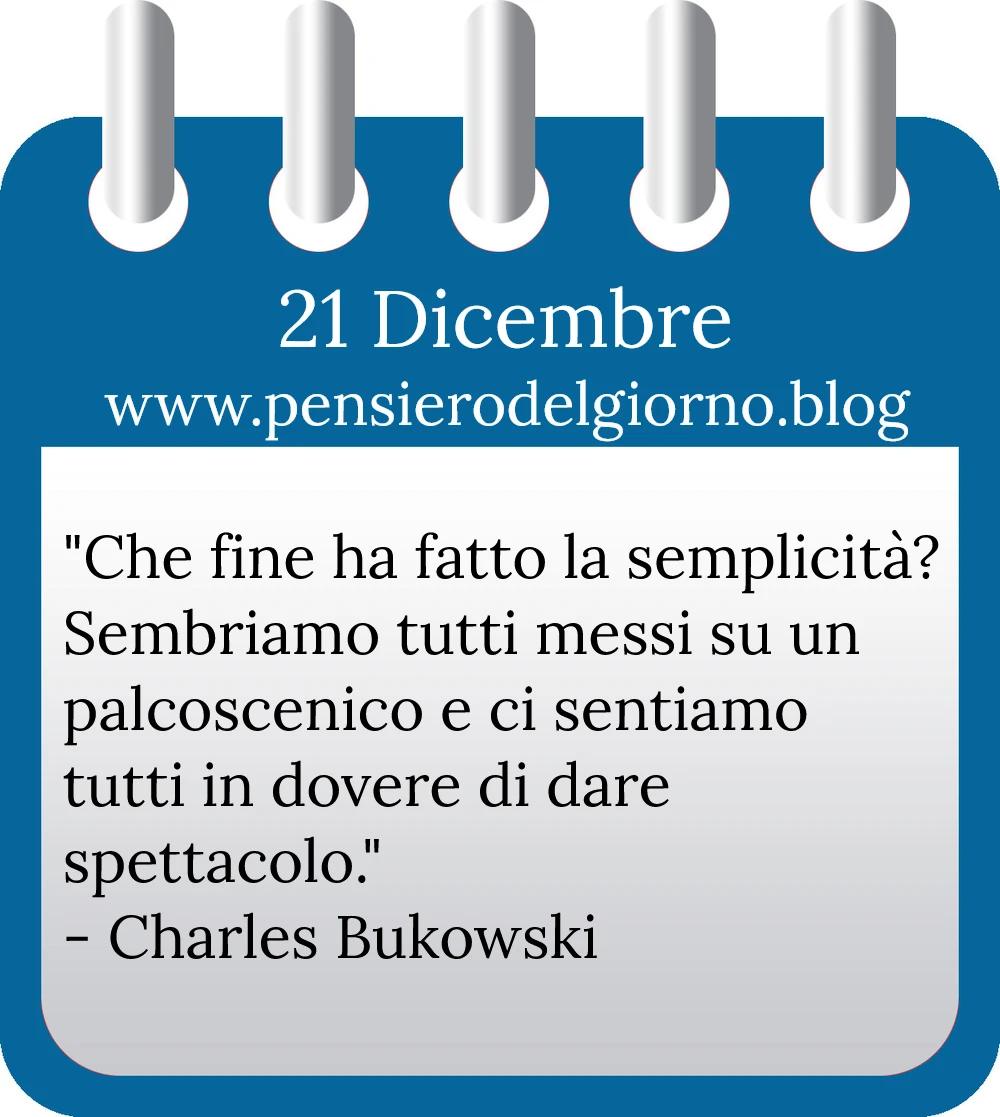 Calendario con frase del giorno 21 Dicembre 2022