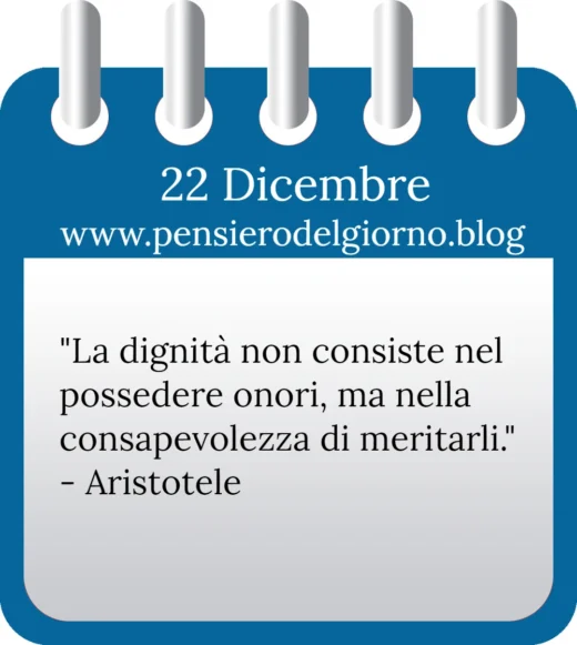 Calendario con frase del giorno 22 Dicembre 2022