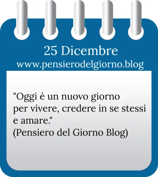 Calendario con frase del giorno 25 Dicembre 2022