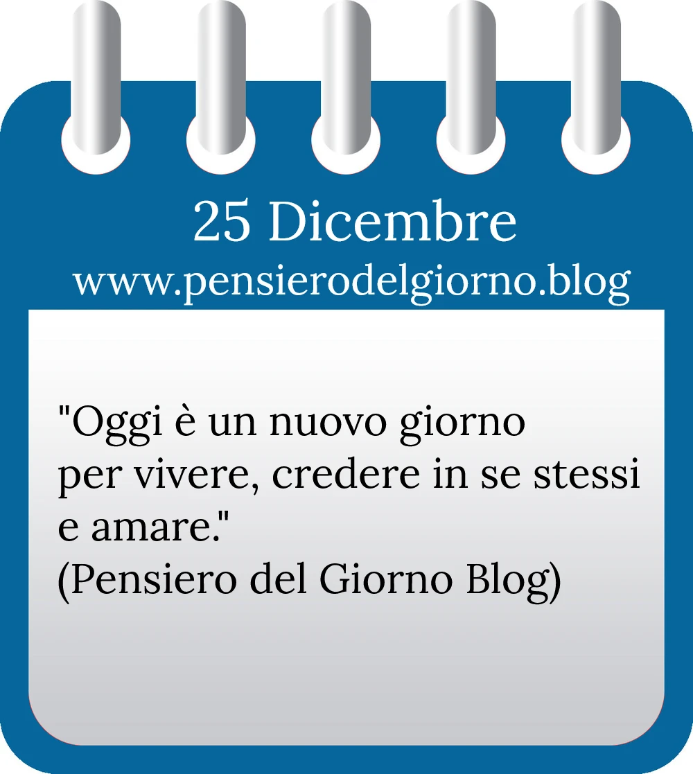 Calendario con frase del giorno 25 Dicembre 2022