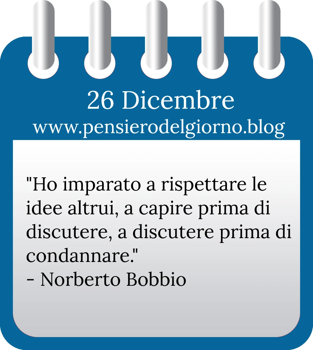 Calendario con frase del giorno 26 Dicembre 2022