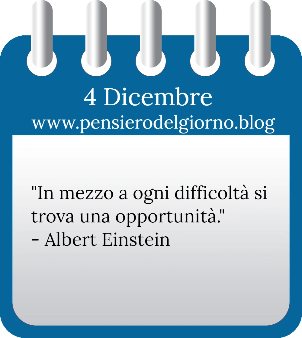 Calendario con frase del giorno 4 Dicembre 2022