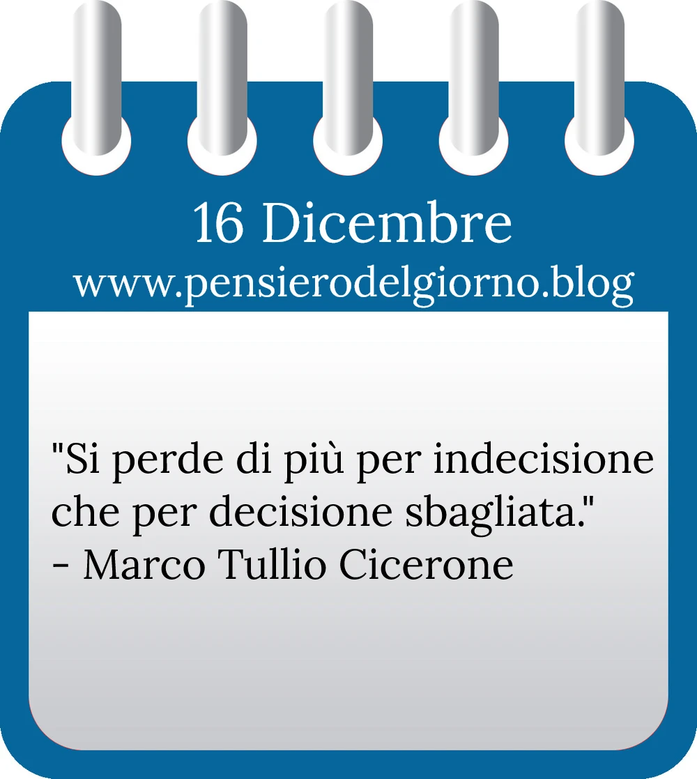 Calendario con frase del giorno 16 Dicembre 2022