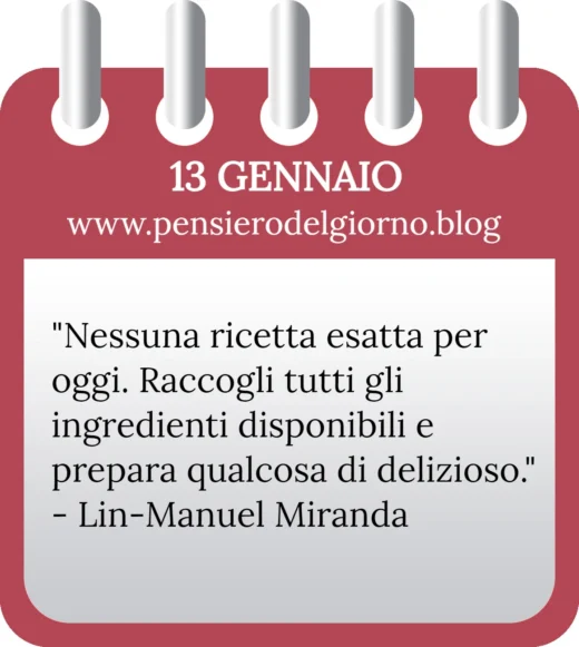 Calendario con frase del giorno 13 Gennaio 2023