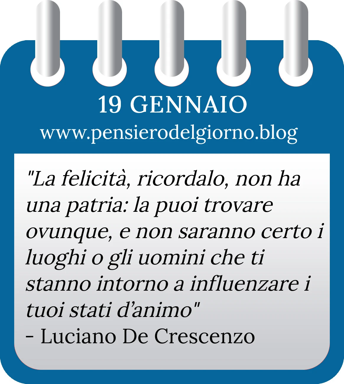 Calendario con frase del giorno 19 Gennaio 2023