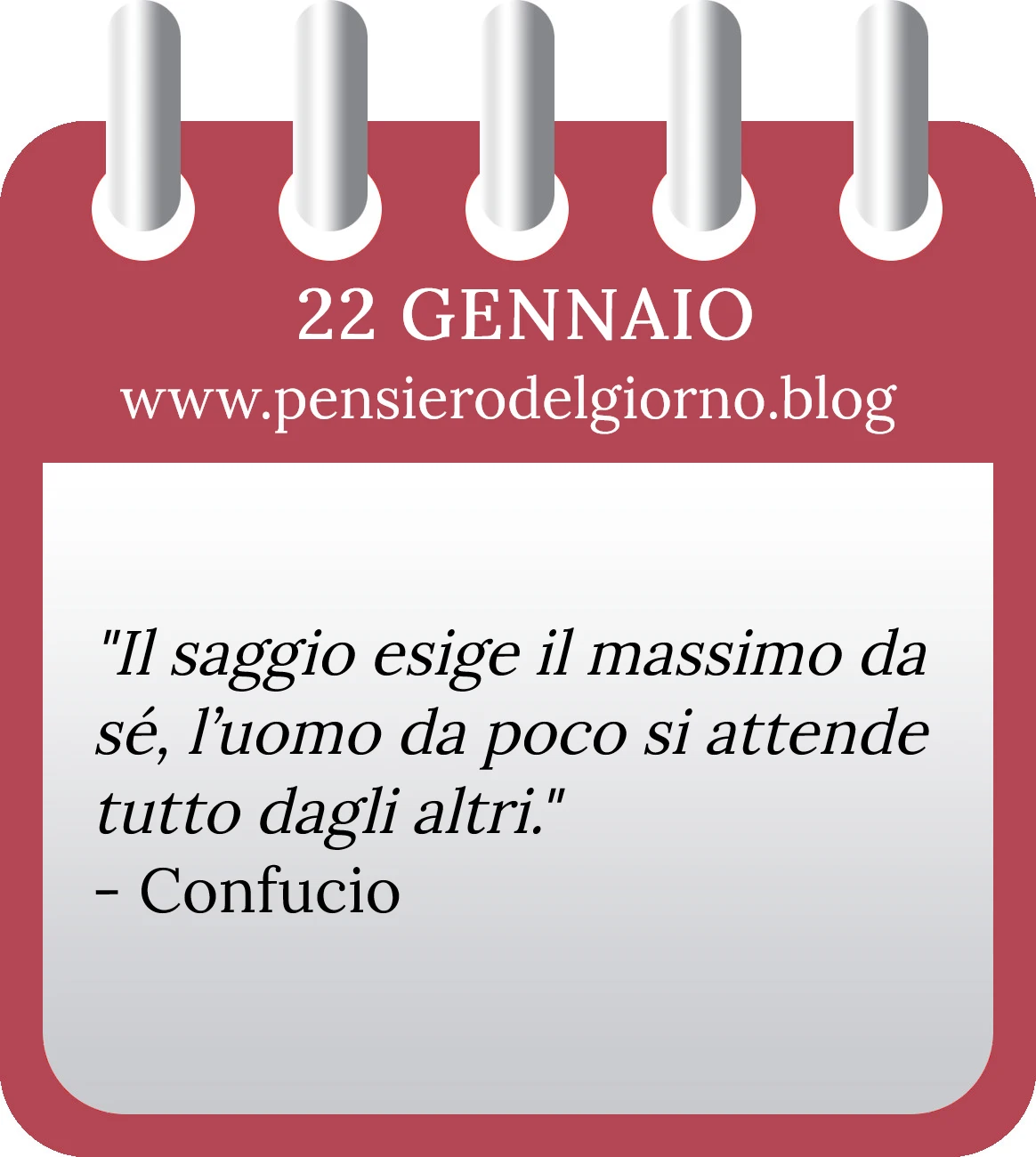 Calendario con frase del giorno 22 Gennaio 2023