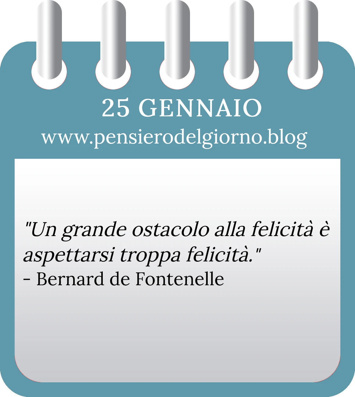 Calendario con frase del giorno 25 Gennaio 2023