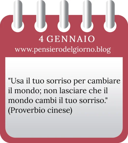 Calendario con frase del giorno 4 Gennaio 2023