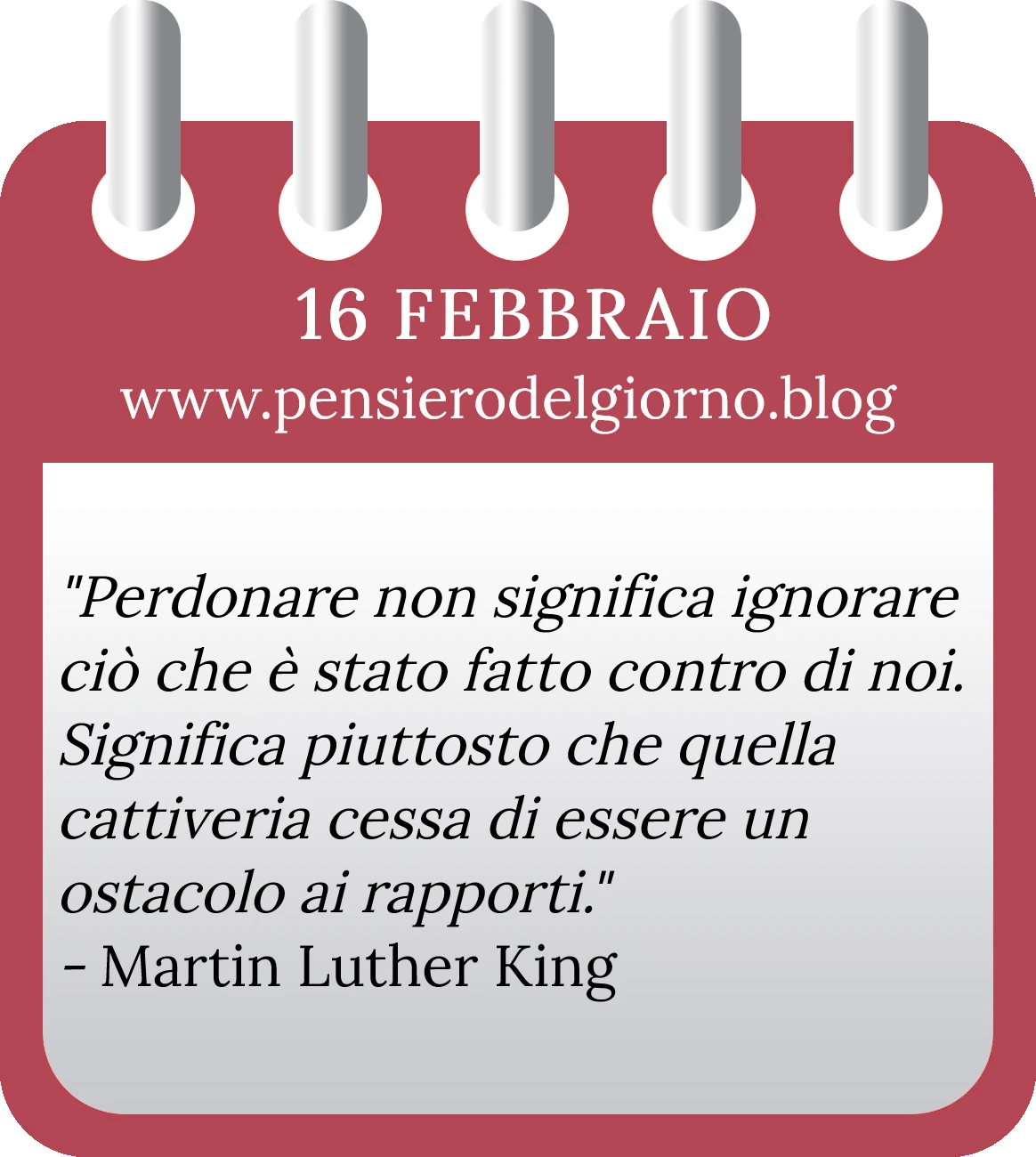 Calendario con frase del giorno 16 Febbraio 2023