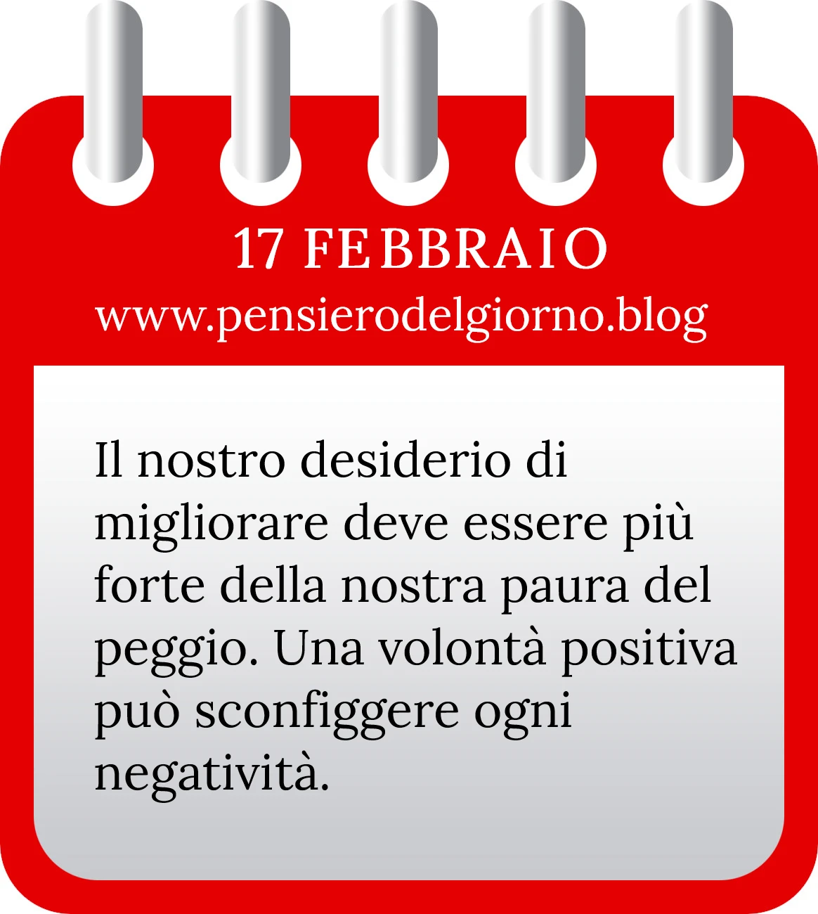 Calendario con frase del giorno 17 Febbraio 2023