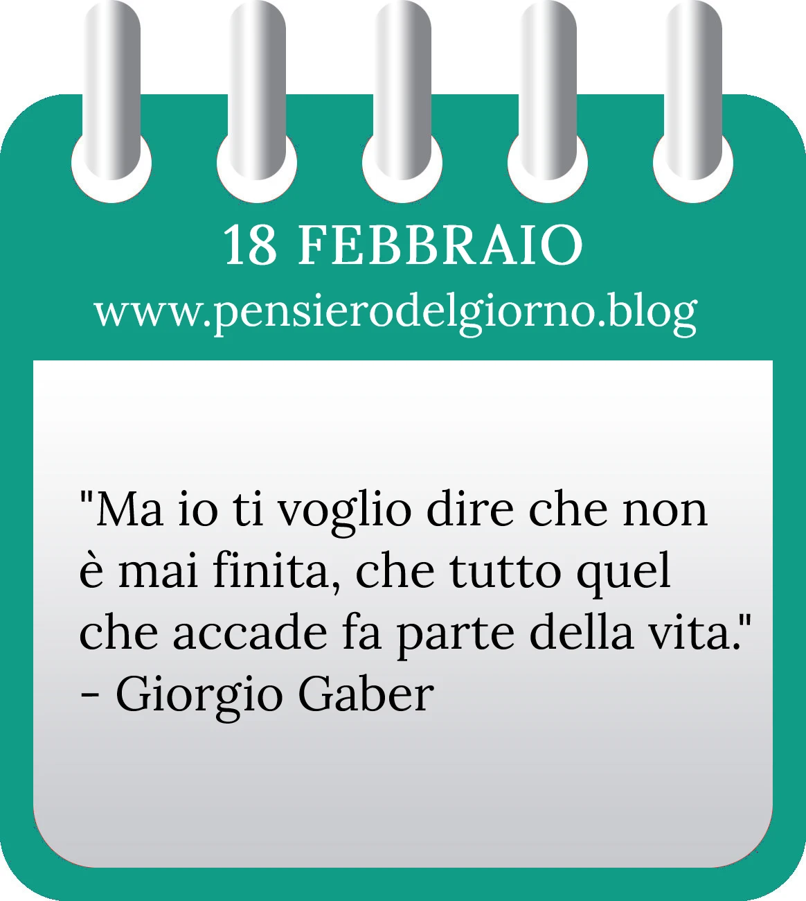 Calendario con frase del giorno 18 Febbraio 2023