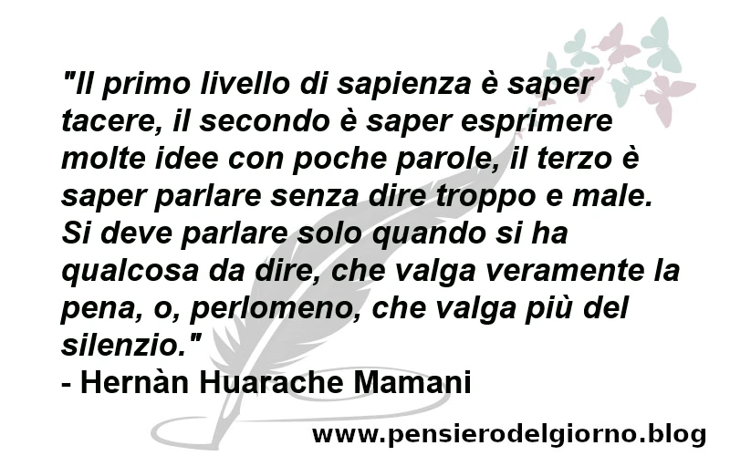 Frase saggia del giorno sulla sapienza Mamani