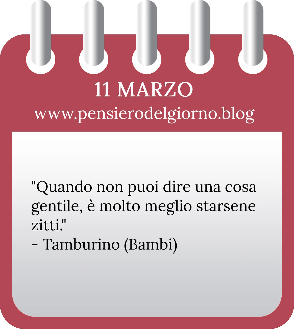 Calendario con frase del giorno 11 Marzo 2023