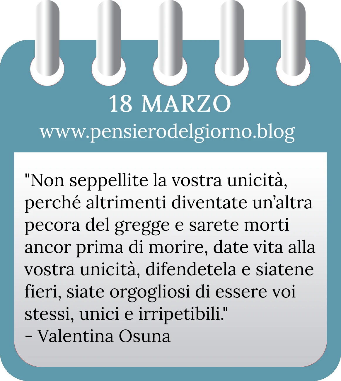 Calendario con frase del giorno 18 Marzo 2023