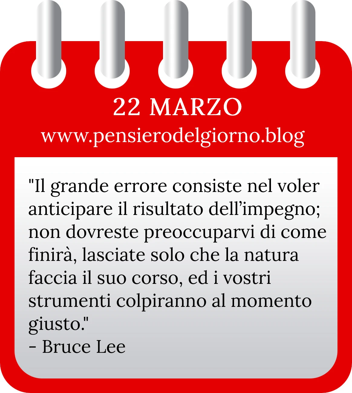 Calendario con frase del giorno 22 Marzo 2023