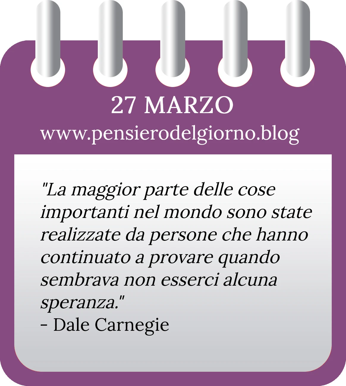 Calendario con frase del giorno 27 Marzo 2023