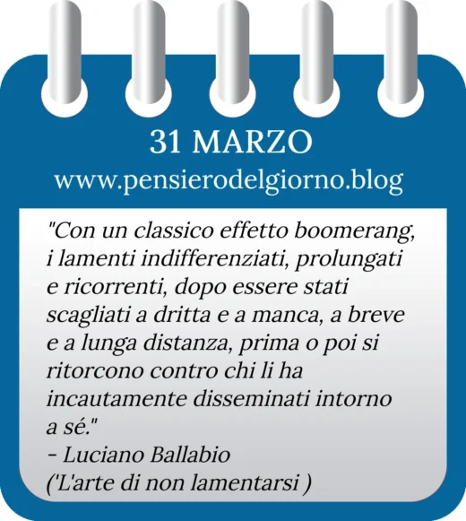 Calendario con frase del giorno 31 Marzo 2023