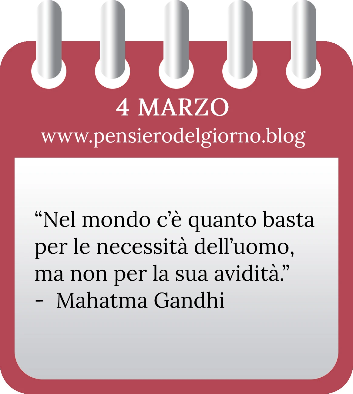 Calendario con frase del giorno 4 Marzo 2023