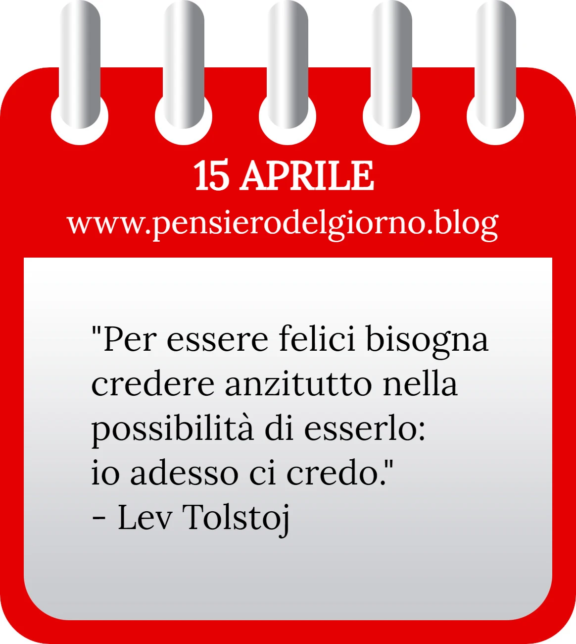 Calendario con frase del giorno 15 Aprile 2023