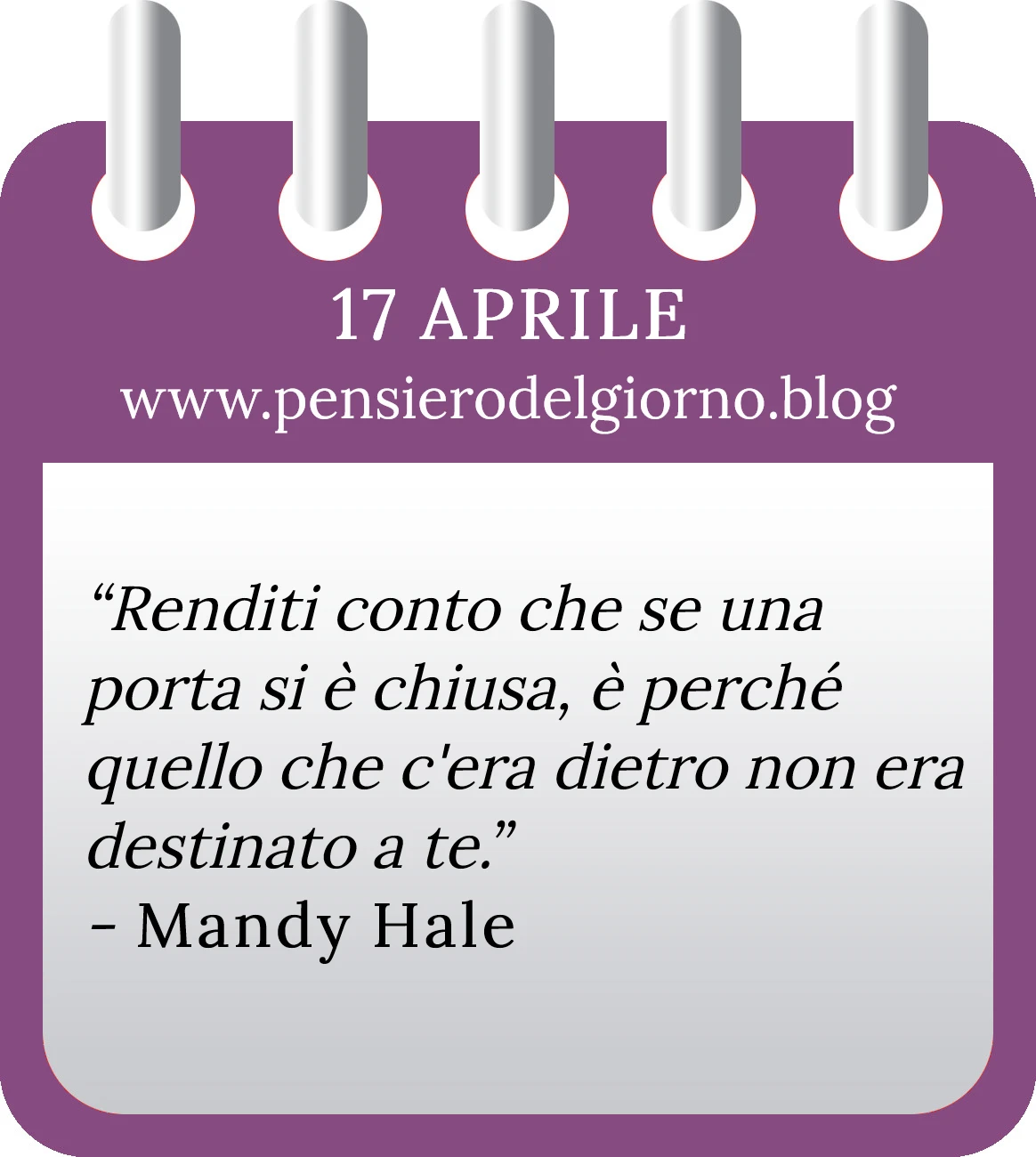 Calendario con frase del giorno 17 Aprile 2023