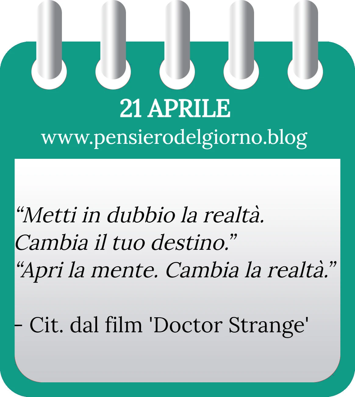 Calendario con frase del giorno 21 Aprile 2023