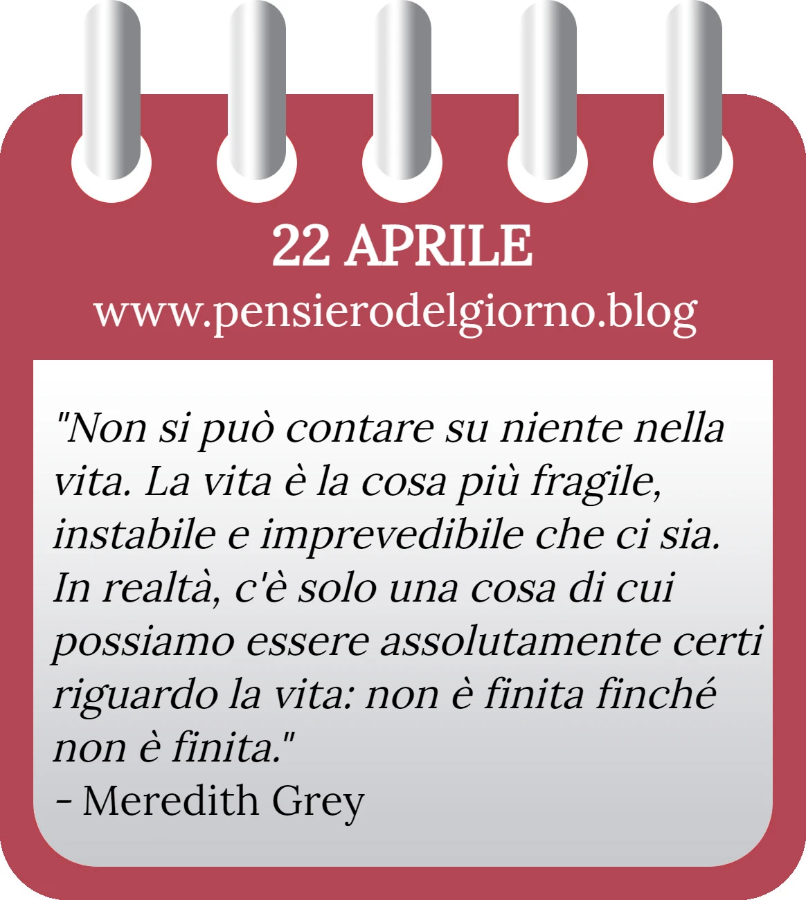 Calendario con frase del giorno 22 Aprile 2023