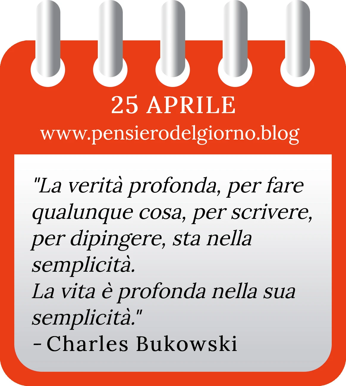 Calendario con frase del giorno 25 Aprile 2023