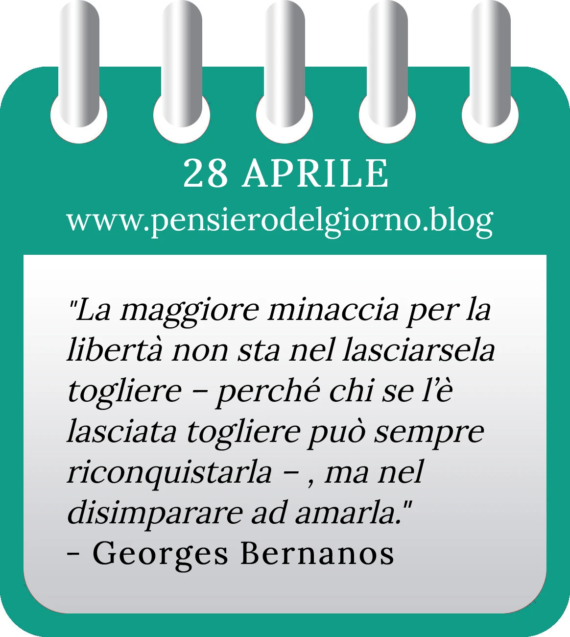 Calendario con frase del giorno 28 Aprile 2023