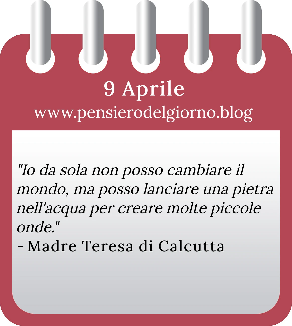 Calendario con frase del giorno 9 Aprile 2023