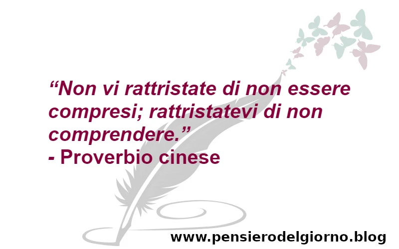 Proverbio cinese rattristarsi per non comprendere