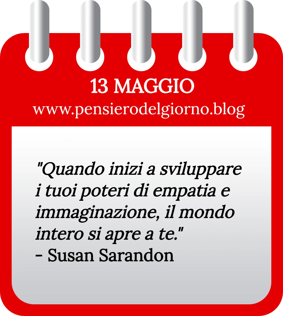 Calendario con frase del giorno 13 Maggio 2023